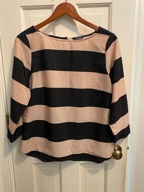 The Limited Striped Boatneck Blouse in Blush and Black